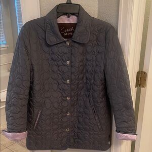 Coach Signature 1941 Label Jacket Sz S Gray & Lavender Warm & Comfy Like New!